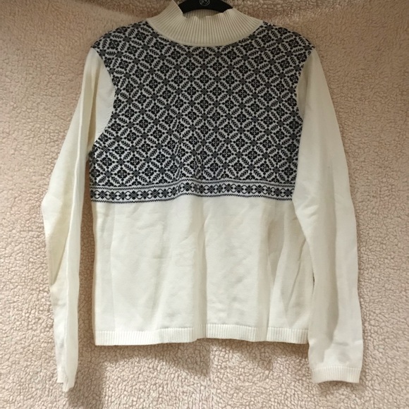 Talbots Sweaters - Talbots Cream & Black Mock Turtleneck